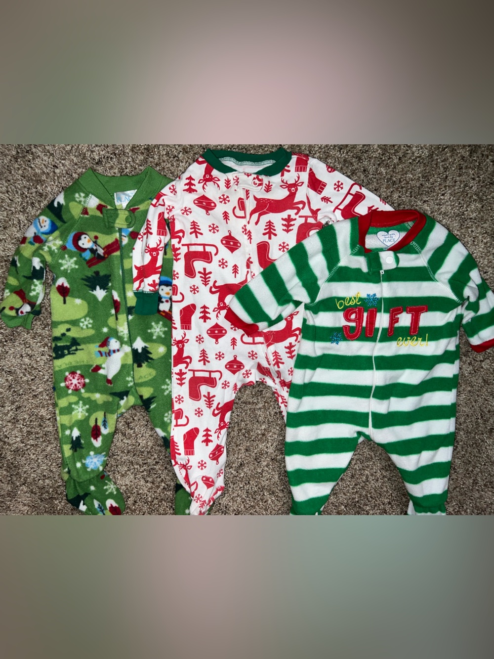 Baby Bundle Christmas Holiday Footie Pajama The Children's Place Carters 3-6m 9m